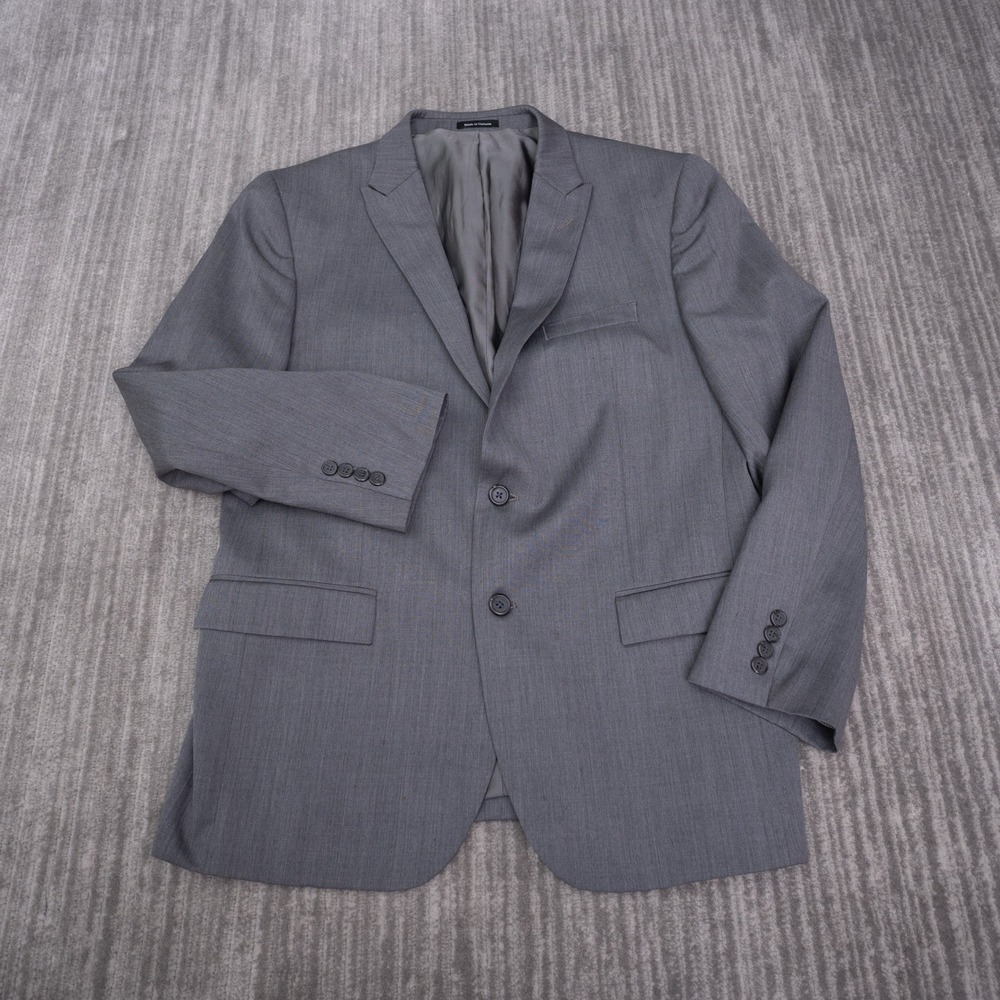 Egara Suit Jacket Mens 44 Regular Gray Excellent Slim Fit 100% Wool Blazer